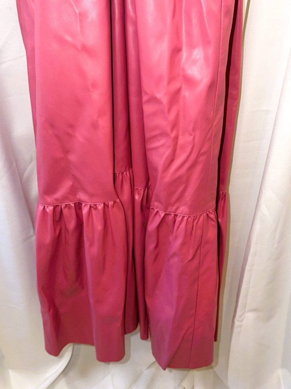 NWT Women's Fate Curve Pink Long Maxi Faux Leather Tiered Dress Size 3X - Picture 10 of 15